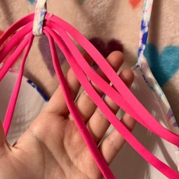 Victoria's Secret The Fabulous Watercolor Push Up Strappy Bikini Top Swim 36C - Picture 5 of 7